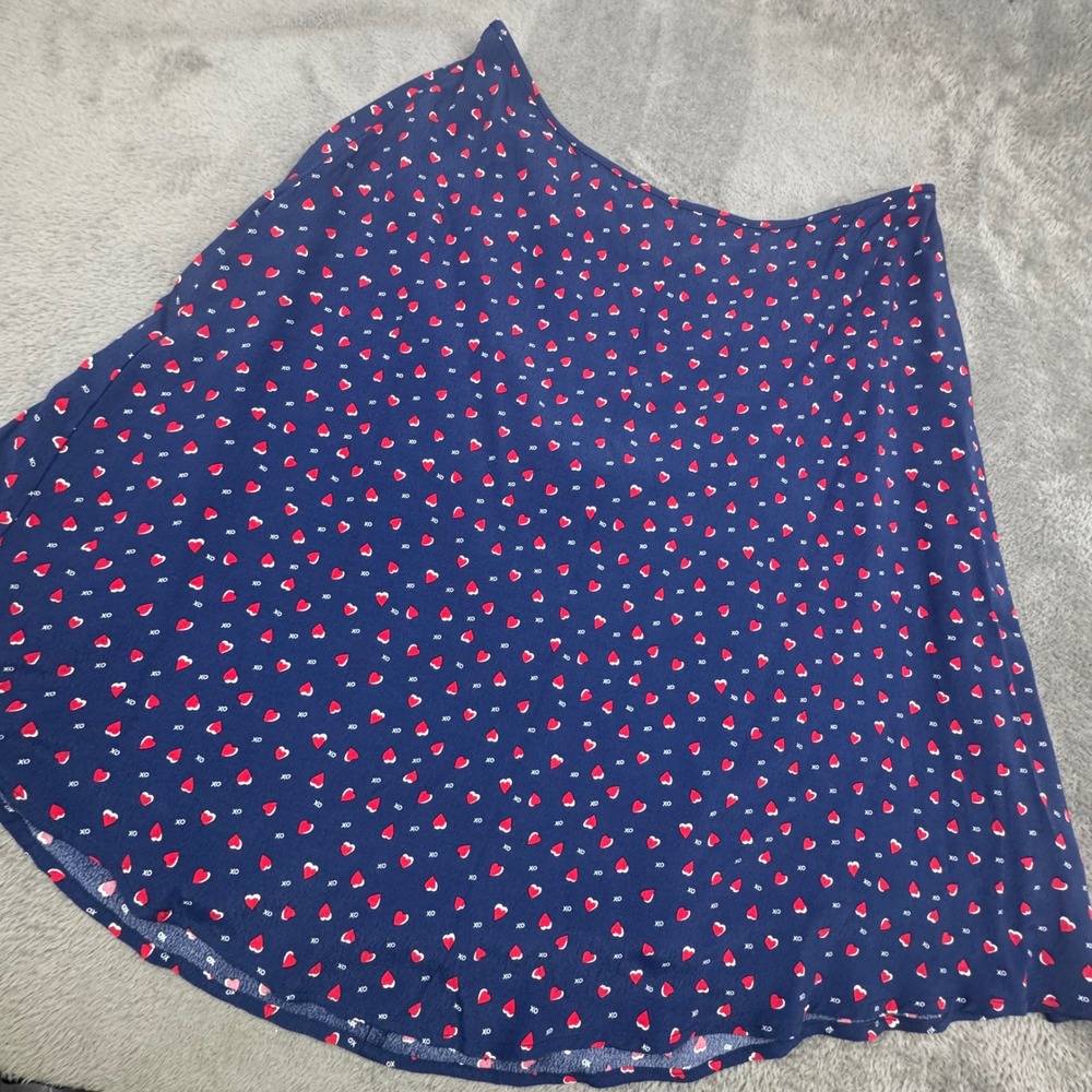 Talbots A-Line Skirt Women 14 Navy Heart XO Print‎ Excellent Valentine Romantic